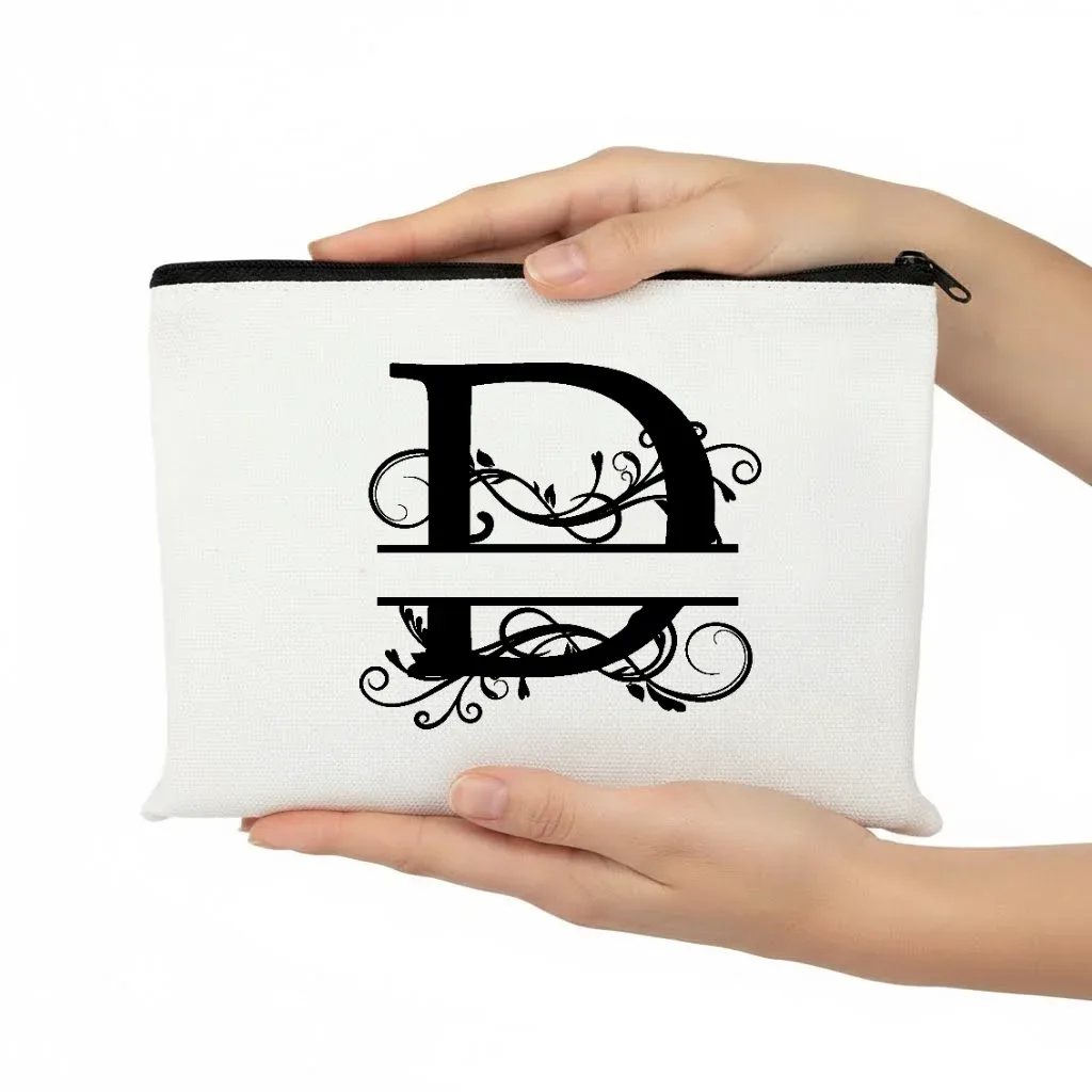 1pc trousse de maquillage personnalisable avec monogramme - pochette de voyage légère, pliable et durable avec fermeture éclair et impression de lettres personnalisées