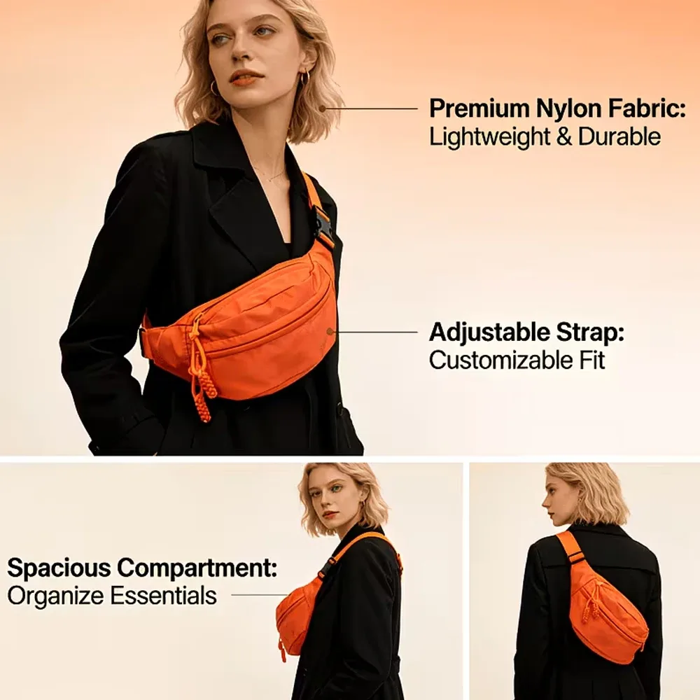 sac de poitrine unisexe simple et léger, sac bandoulière, sac à épaule, avec sangle réglable, conception intégrée de grande capacité, libère vos mains, adapté aux trajets quotidiens, aux voyages et à l'utilisation par