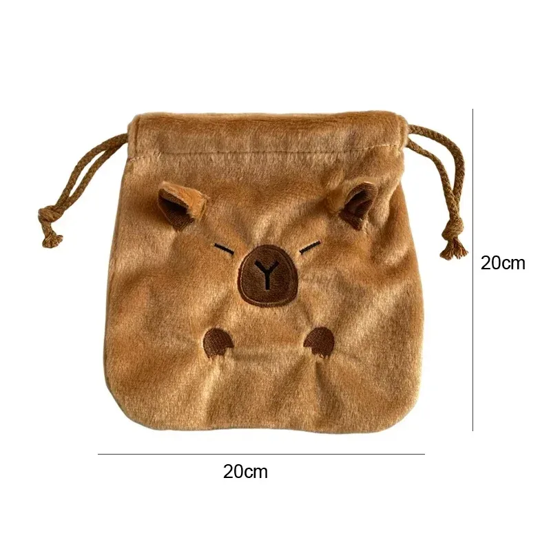 sac de rangement portable à cordon, cadeaux, mignon dessin animé capybara kawaii, pochette cosmétique, sacs de rangement en peluche capybara de grande capacité