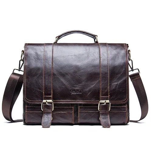 porte documents cuir véritable cuir vache marron poignée souple fermeture éclair poches téléphone portable valise large usage voyage business commerce