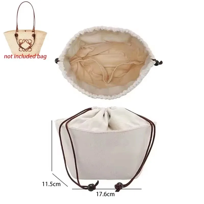 organisateur de sac à cordon avec bandoulière pour sac picotin en paille tressée, support intérieur et accessoires pour sacs