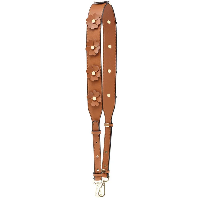 large sangle de sac à bandoulière en cuir pu pour femmes, longue sangle de remplacement pour sac à main, rivet coloré, poignée de sac à bandoulière florale