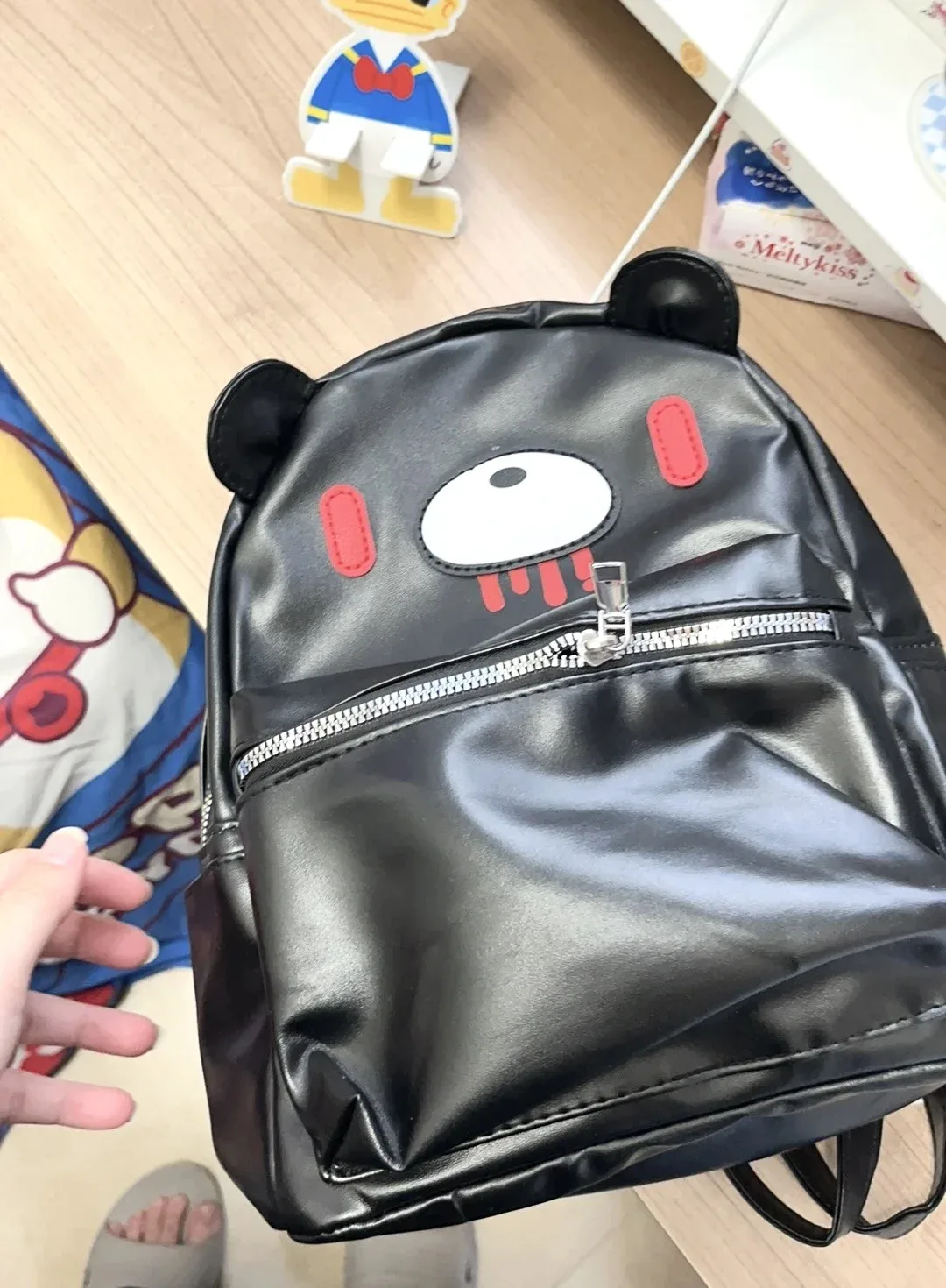 sac à dos en cuir pu noir y2k, style ours, kawaii, effrayant, mignon, gothique, punk, sac de poupée, streetwear harajuku, emo, grunge, pour filles et femmes, sac à bandoulière