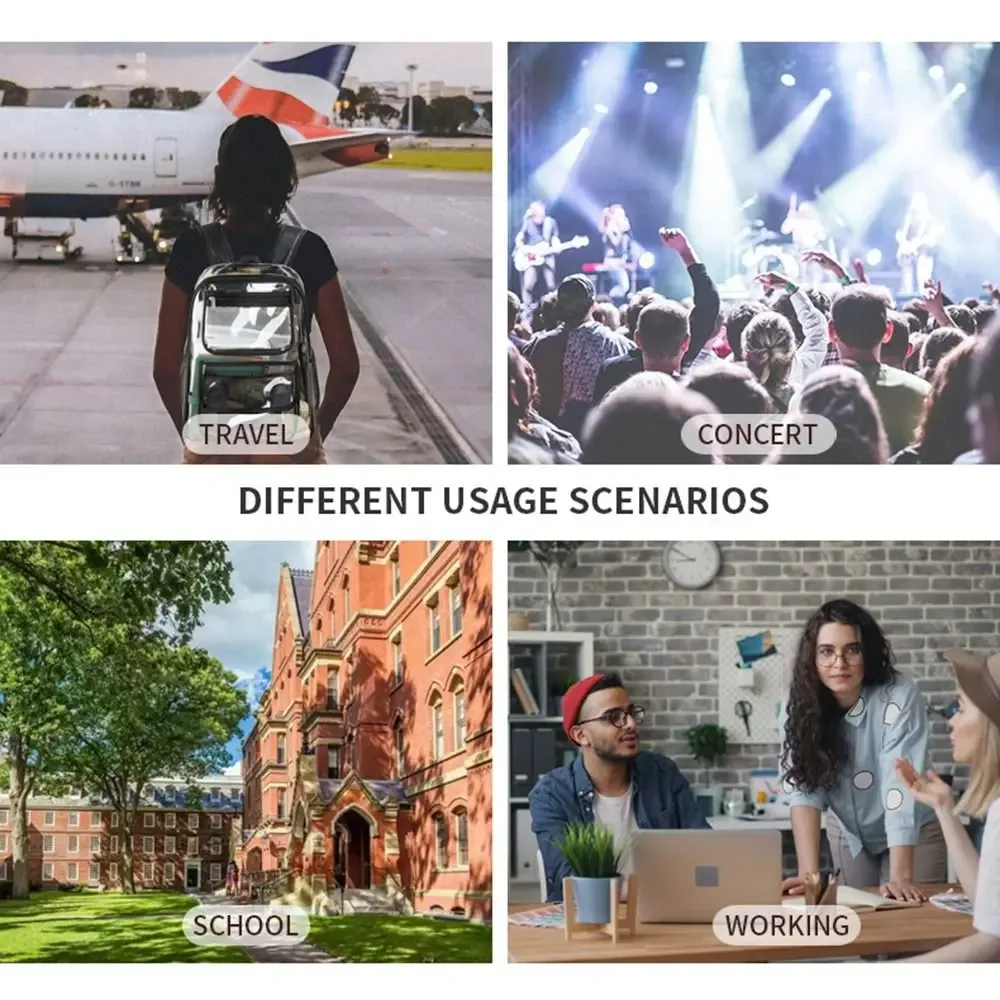 sac à dos transparent décontracté de grande capacité avec fermeture éclair, portable, en pvc, imperméable, visible, pour le sport en plein air et les voyages.