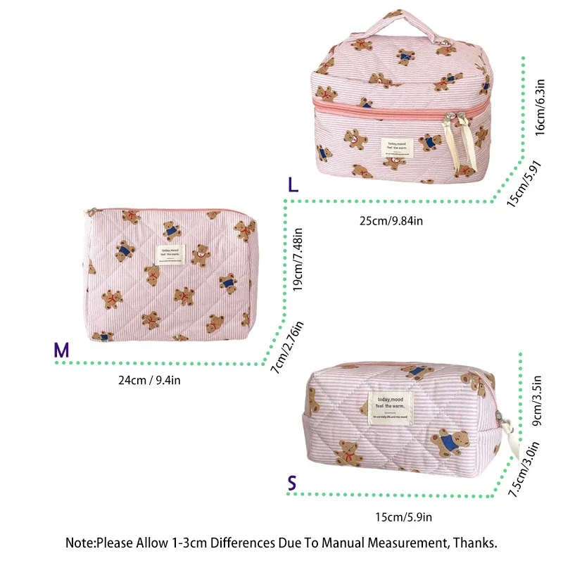 trousse de maquillage ours mignon, compartiments multicouches, organisateur de cosmétiques avec fermeture éclair, pochette de toilette de voyage portable pour femmes et filles