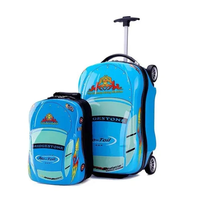 valise rouge animaux voiture caractérisée abs rigidité enfant jeu voyage roulettes fixes compacte légère
