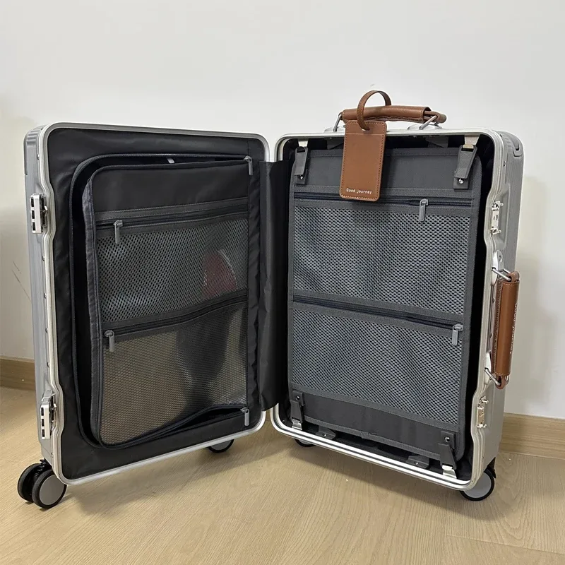 bagage à roulettes large pc haut de gamme, ouverture frontale, boîte d'embarquement multifonctionnelle pour femmes de 20 pouces et valise combinée de 24 pouces pour hommes
