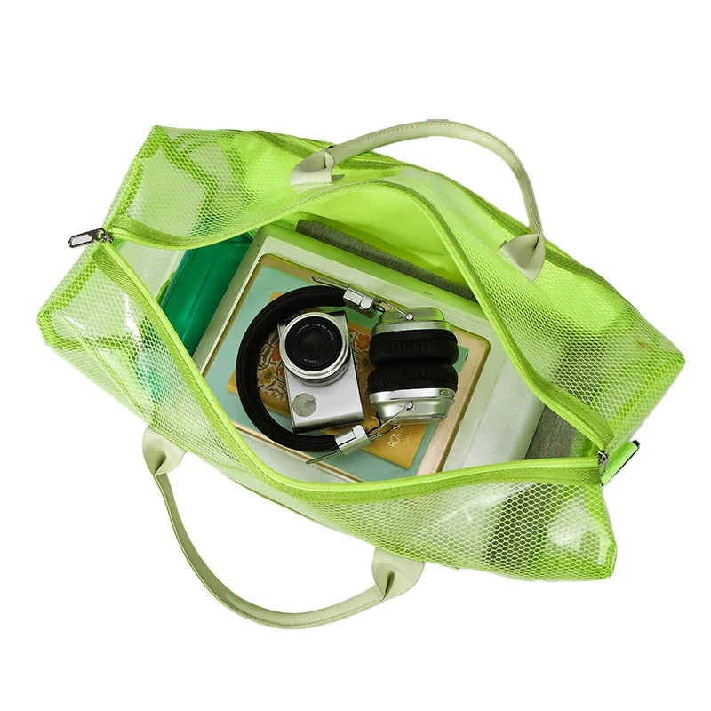 sac de rangement pour équipement de natation, avec compartiment séparé pour les articles secs et humides, sac de sport tendance pour les activités de remise en forme en eau chaude, sac de plage transparent et résistant pour les étudiants.