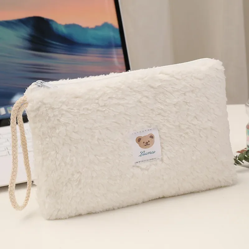 grande capacité mignon en peluche voyage cosmétique rouge à lèvres sac de rangement femmes kits de maquillage sacs à main organisateur portefeuille trousse à crayons pochette sac