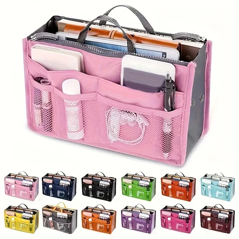 sac de maquillage multifonctionnel de grande capacité, sac de voyage portable à double fermeture éclair, sac de rangement pour articles de toilette, sac pour maman, sac cosmétique multi-poches