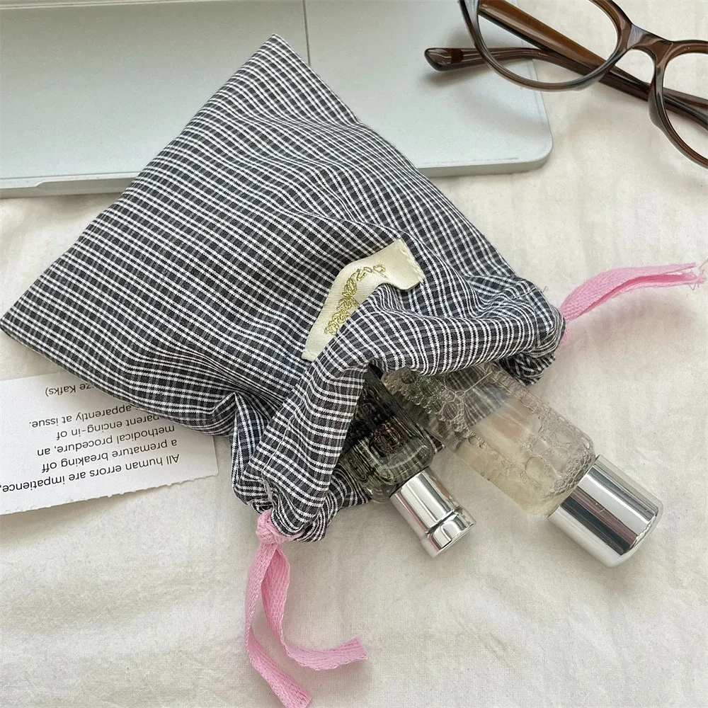 sac de rangement de proximité à carreaux pour femmes, cosmétiques, rouge à lèvres, poudres de stockage, sac de maquillage mignon, cadeau de noël, bonbons, bijoux, évaluation, nouveau
