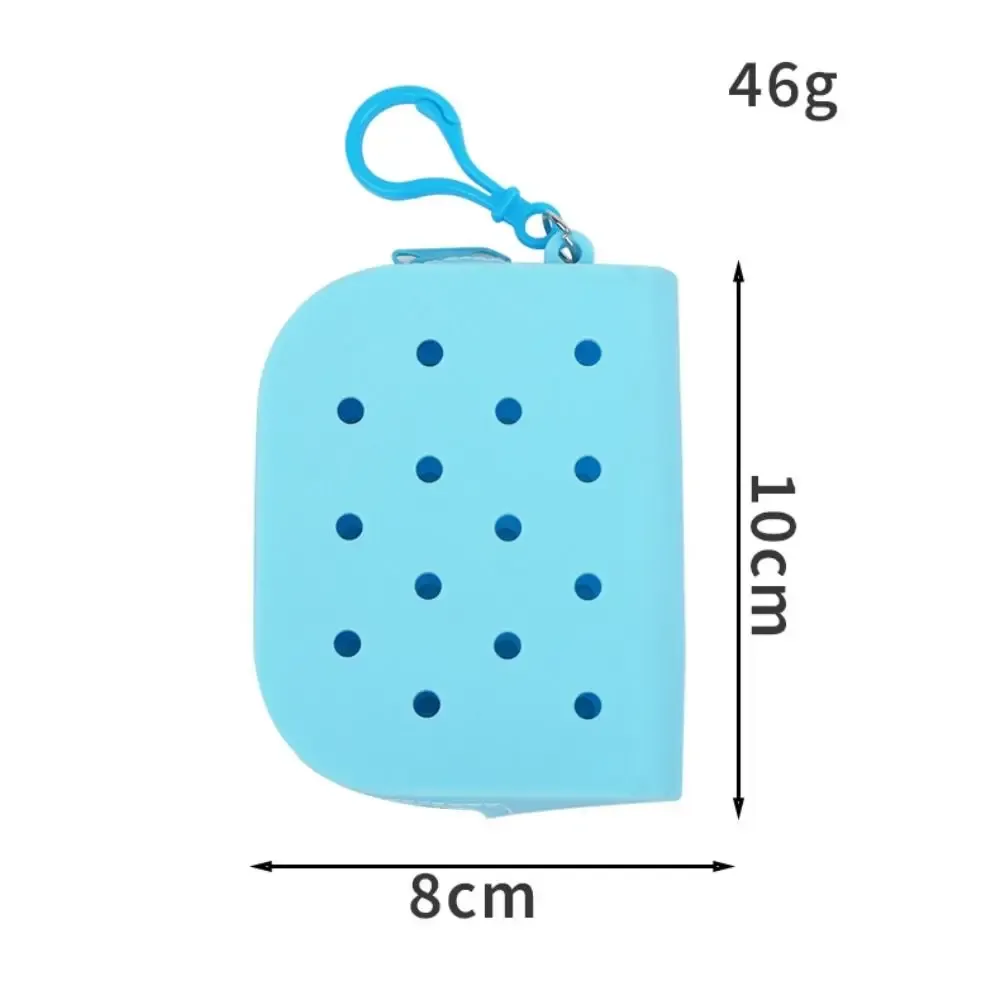 portefeuille à mini trous en silicone souple, porte-monnaie à fermeture éclair, porte-cartes, sac d'argent pour femmes et filles, sac de rangement en poudre à fermeture éclair