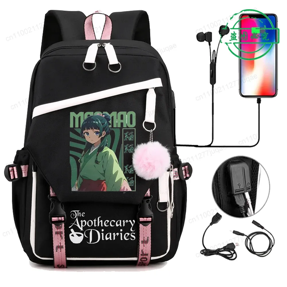 retour à l'école sac à dos pour filles garçons adolescent les journaux d'apothicaire maomao mode usb sacs d'école voyage sacs à dos mochila
