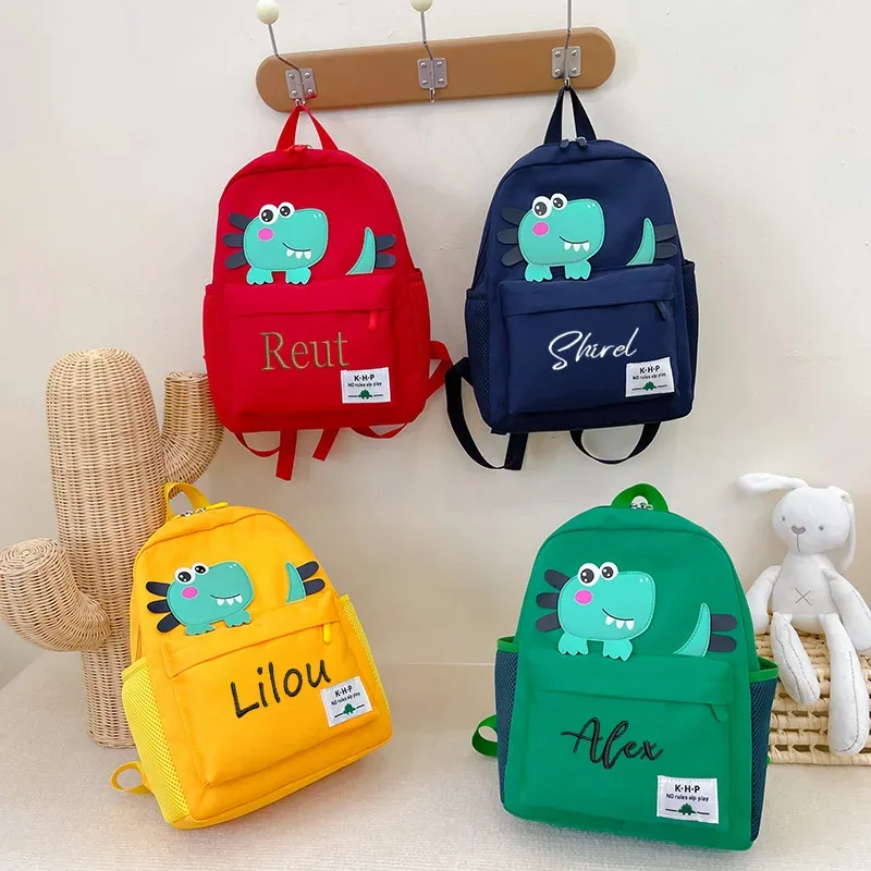 sac à dos de maternelle personnalisé pour garçons et filles, sac à dos de dinosaure pour enfants, cadeau de broderie