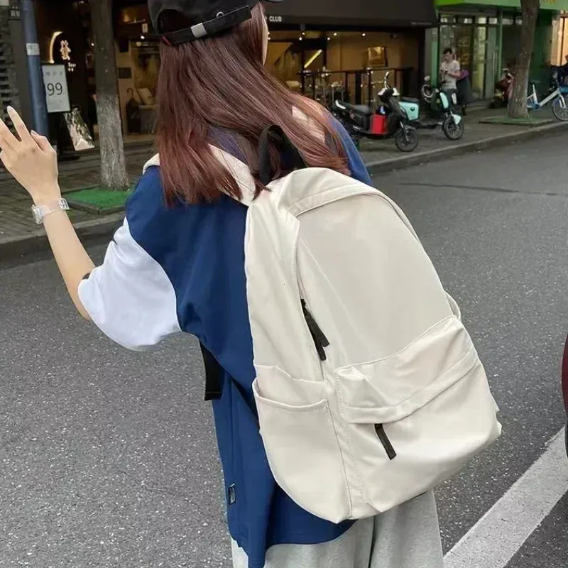 sac à dos polyvalent noir gris blanc rouge, sac de voyage étanche de grande capacité de haute qualité, sac d'ordinateur en nylon lavable unisexe