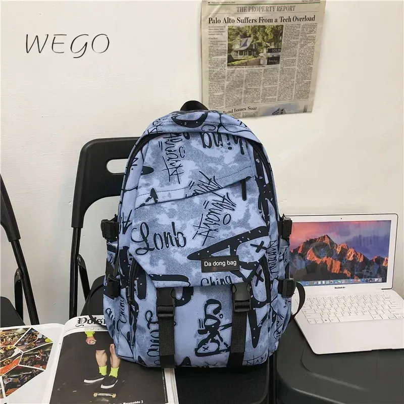 sac dos toile polyester camouflage géométrique brodé ceinture air black white blue voyage décontracté