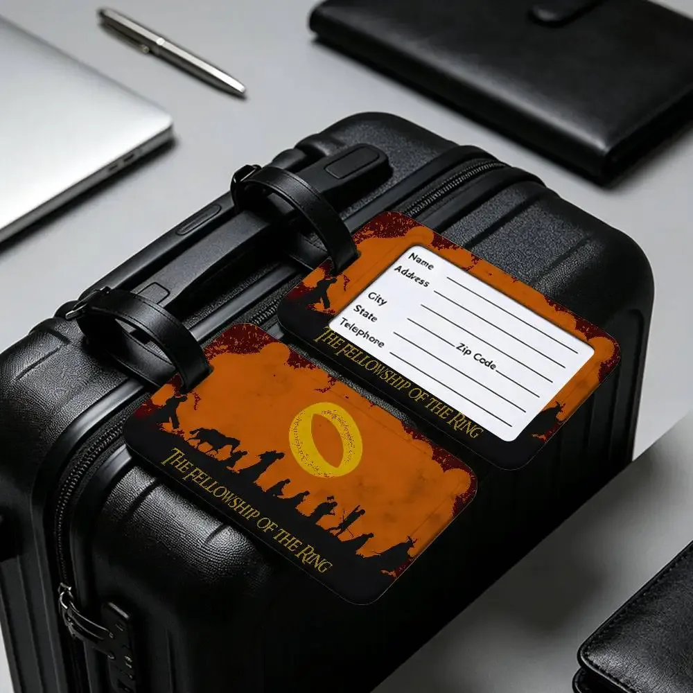 étiquette de bagage anti-perte en pvc durable avec carte d'information, inspirée du film le seigneur des anneaux, légère, pour l'identification des bagages