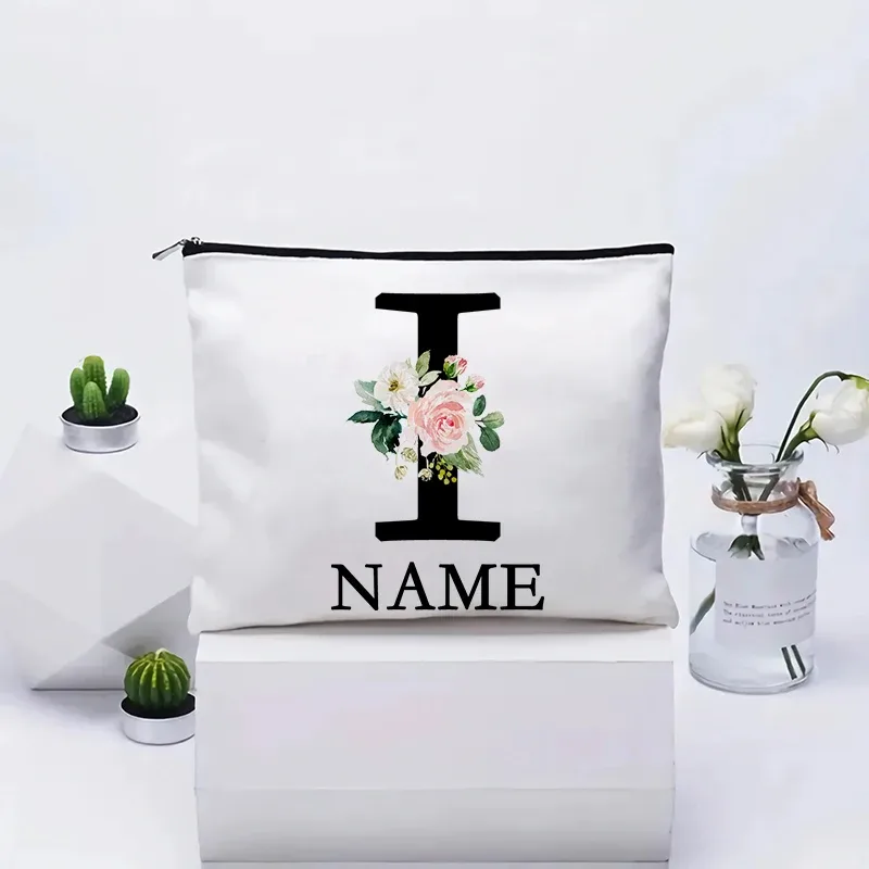 trousse de maquillage personnalisée avec nom, trousse de maquillage de voyage, trousse de maquillage de mariage, pochette cosmétique en toile pour fête, organisateur, cadeaux pour femme