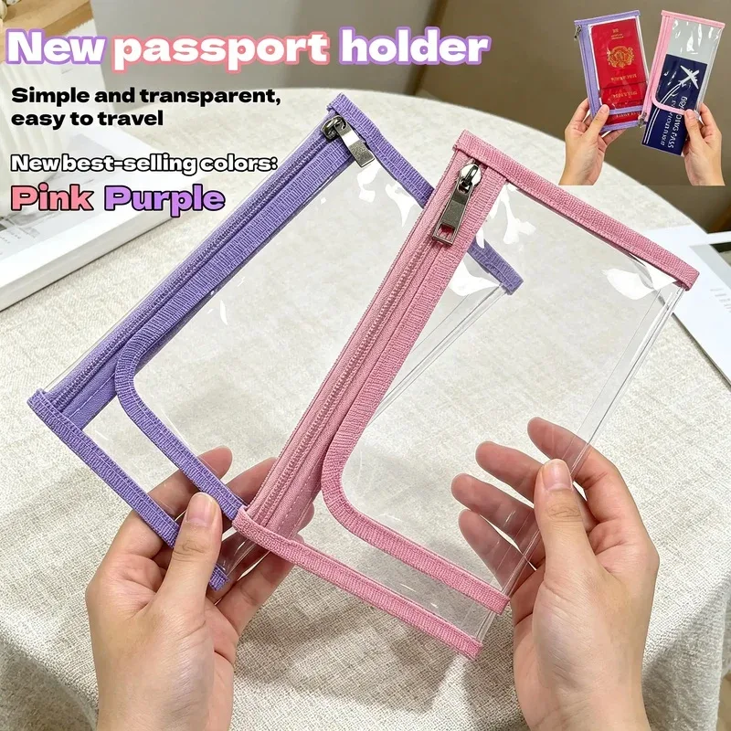 sac cosmétique transparent en pvc - pochette de toilette imperméable transparente pour les voyages, organiseur portable de maquillage et de passeport pour femmes et hommes