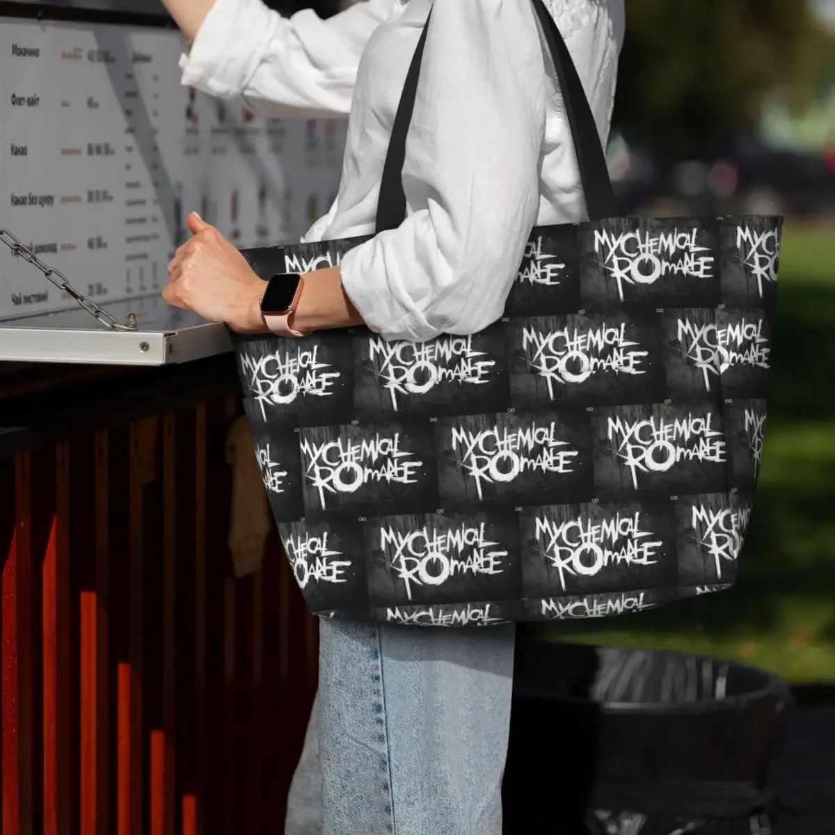 sac fourre-tout de plage mcr band punk rock my chemical romance, sac de sport, de yoga, grand sac fourre-tout pour femmes, sac de voyage, sac de fitness