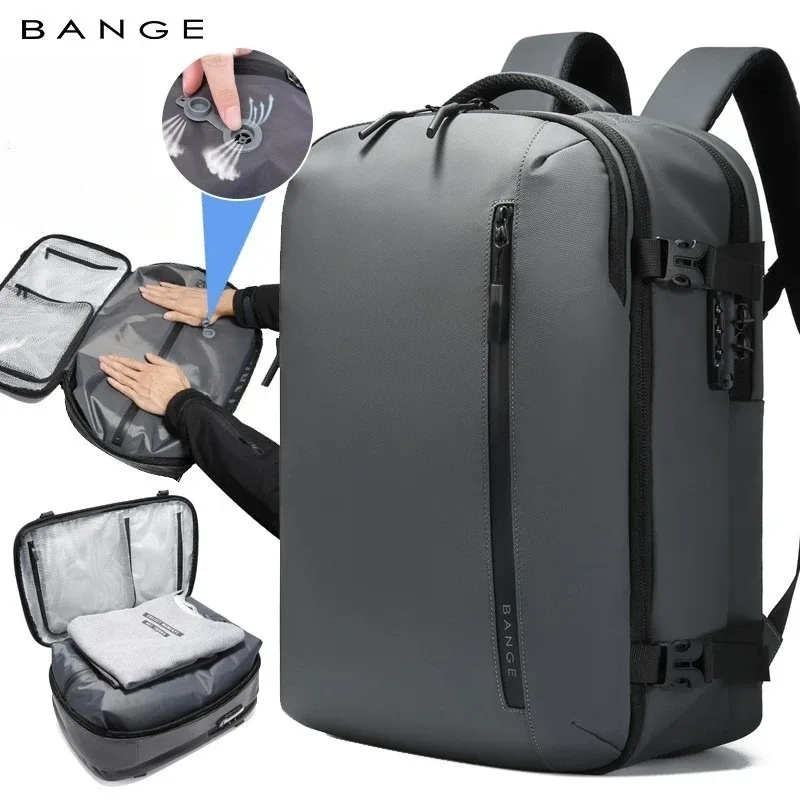 organisateur voyage tissu oxford noir compartiment transparent sections anti-fourreaux expansible vacuum system sac dos polyester multifonctionnels travels