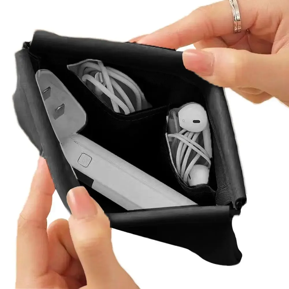 sac de rangement pour balles avec fermeture automatique 11-13cm, organiseur multicouche, porte-monnaie en pu, sac de rangement pour écouteurs filaires pour le voyage