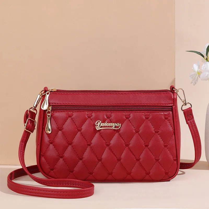 sacs à bandoulière en cuir pu avec fermeture éclair pour femme, petit sac à main, sac à main, grande capacité, fil à broder, initié à la mode, nouveau