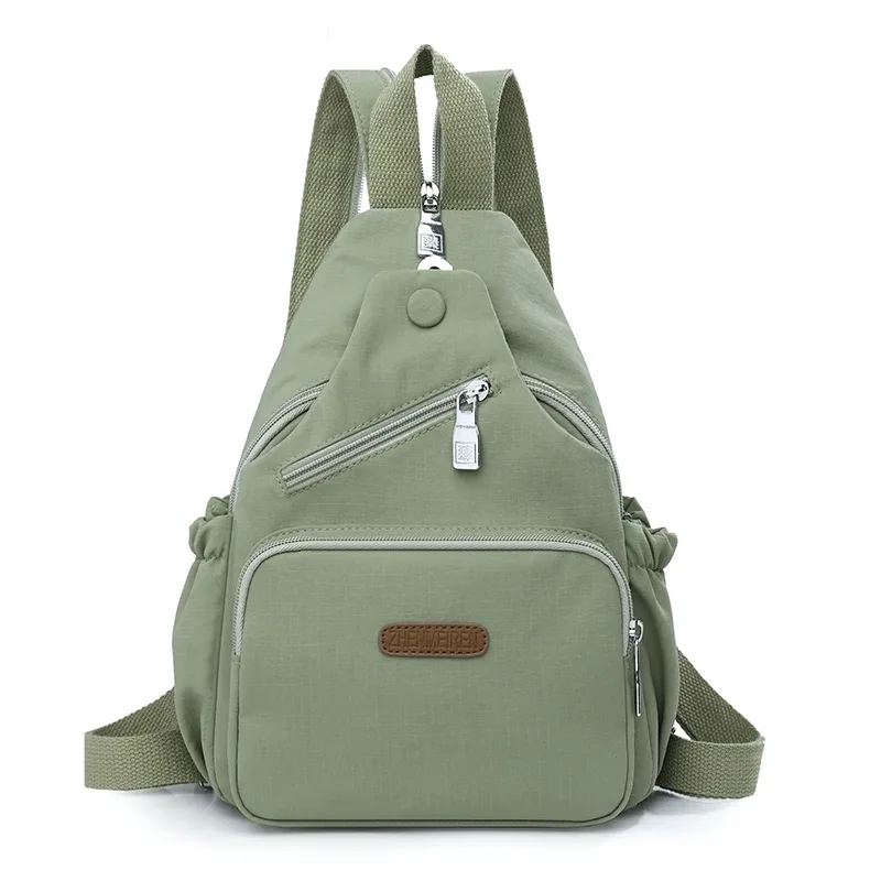 sac de poitrine en nylon imperméable pour femmes, sac à dos à bandoulière à la mode, sac à bandoulière de voyage léger à poche pour un usage quotidien