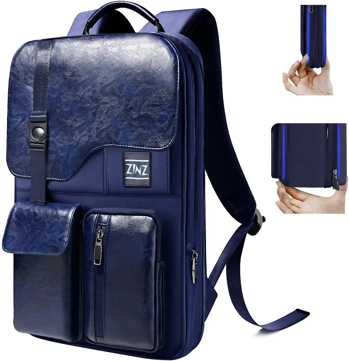 sac à dos d'affaires mince et extensible pour ordinateur portable, sac à dos de voyage antivol étanche, sac à dos de jour pour hommes et femmes, 15.6 pouces