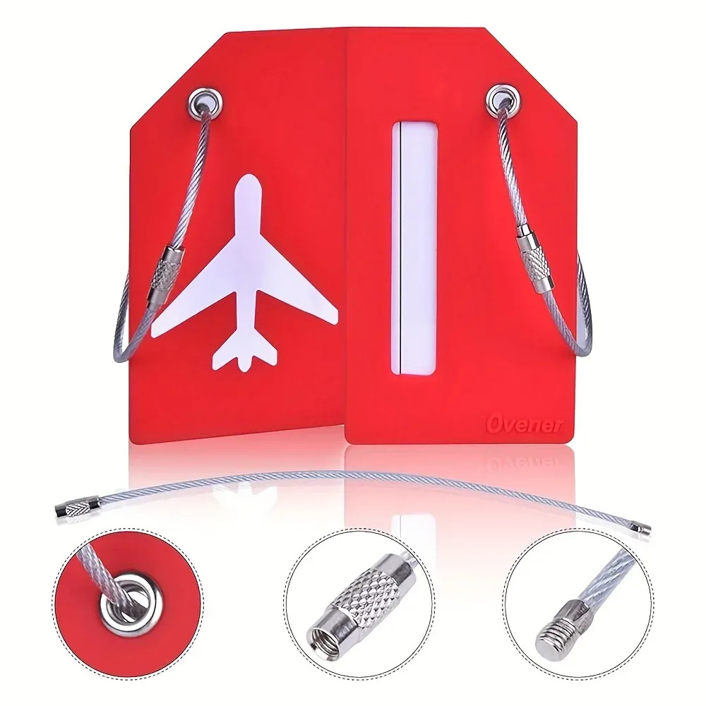 étiquette de bagage en silicone pour valises avec boucle en acier inoxydable, approuvée par la tsa, protection de la vie privée, accessoires de voyage essentiels, étiquettes pour sacs