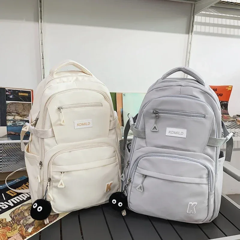 sac à dos en nylon imperméable pour filles, cartable de grande capacité, sacs à dos pour ordinateur portable pour documents solides, sac initié aux voyages en plein air, mode simple
