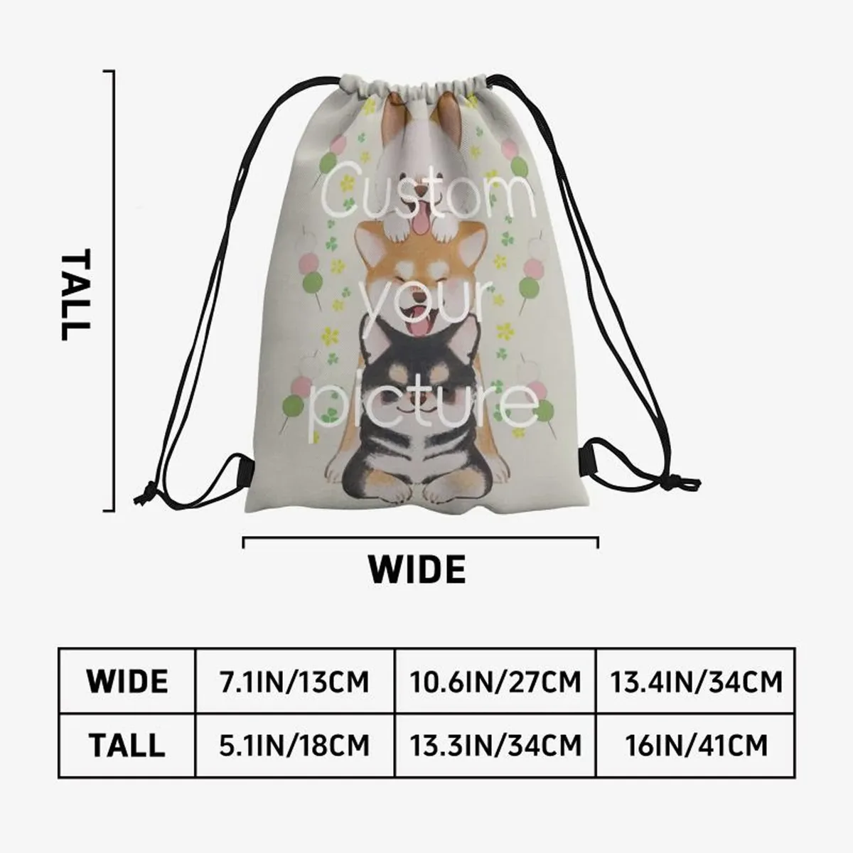 sac à dos personnalisé à cordon de serrage pour femmes et hommes, sac à dos de shopping, sac à dos à cordon de fête, télécharger votre conception de photos