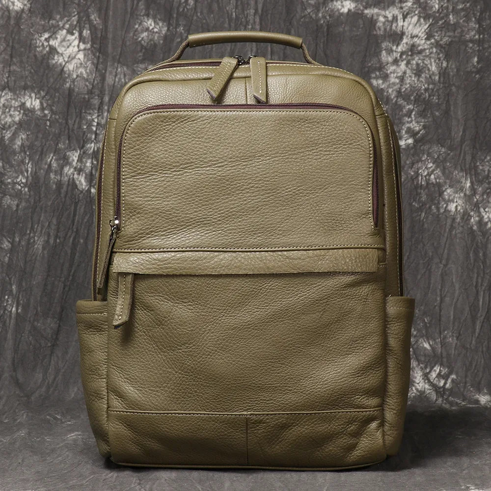 sac à dos pour hommes couche de tête naturelle peau de vache vintage bandoulière femmes sac à dos de voyage en plein air 15 pouces pochette d'ordinateur leathfocus