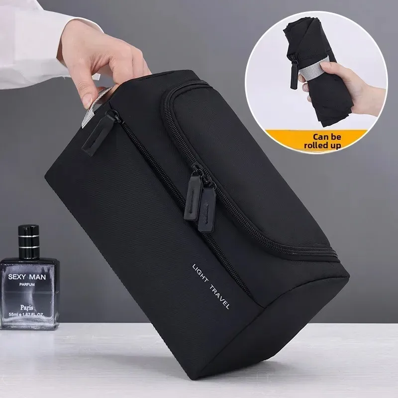 sac de rangement cosmétique imperméable léger de grande capacité avec compartiments, pochette de toilette pliable pour maquillage
