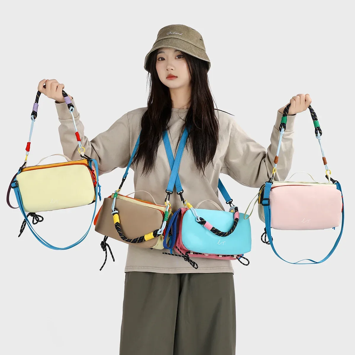 sac à bandoulière multifonctionnel sport décontracté, couleur contrastée, pour téléphone et bouteille d'eau, sac à main de voyage extérieur pour femme