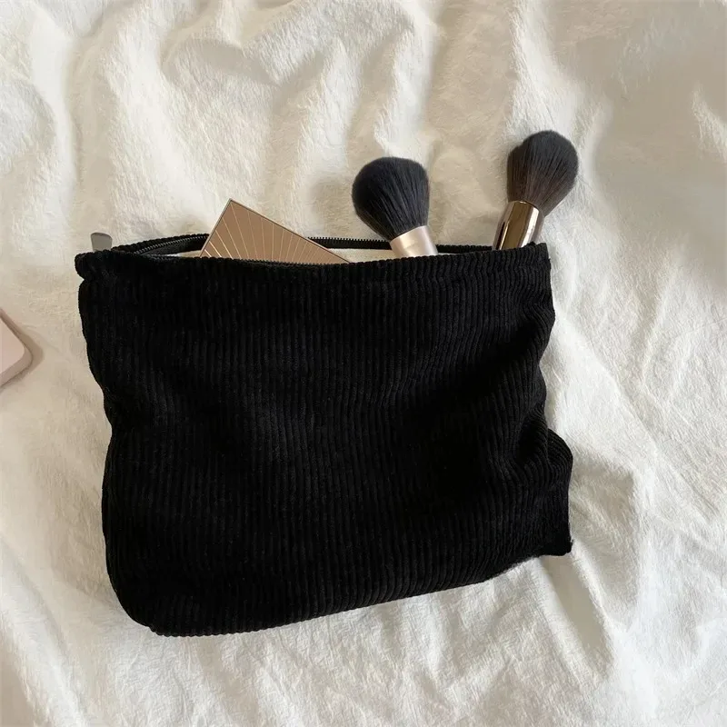 sac à cosmétiques de voyage en velours côtelé, sac de rangement de maquillage portable, sacs à main pour femmes, grande capacité, fermeture éclair, organisateur de maquillage, pochette de rangement