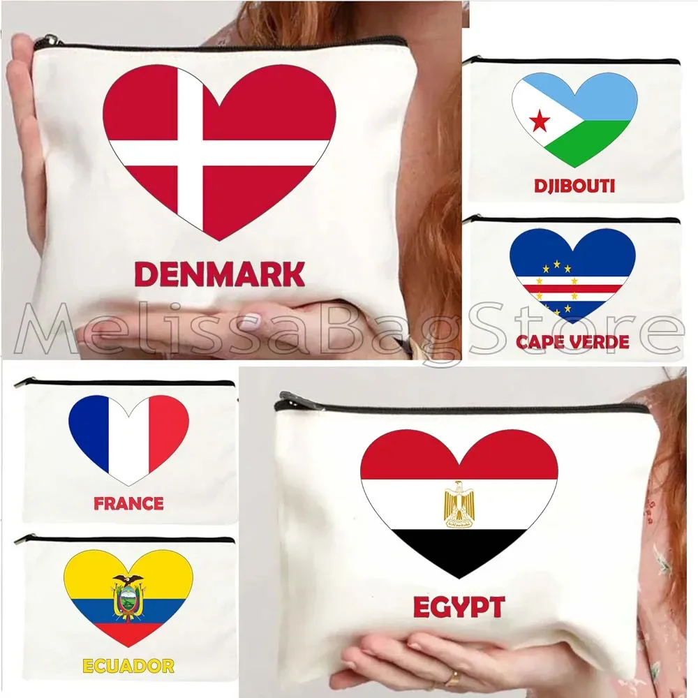 danemark france grèce égypte équateur mexique roumanie états-unis émirats arabes unis états-unis belgique cap-vert pochette de rangement pour cosmétiques en forme de cœur