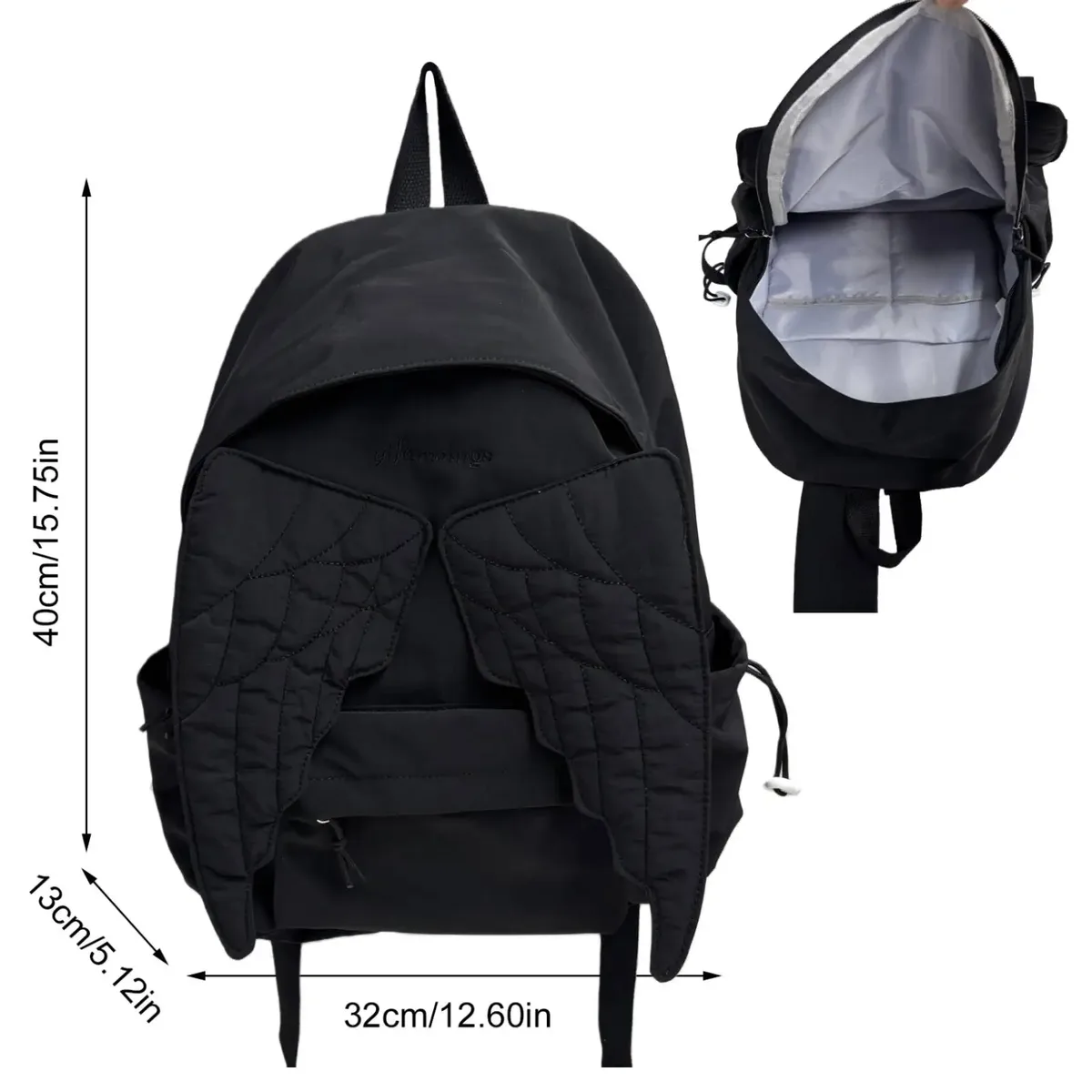 sac à dos ailes d'ange pour femmes, grande capacité, en nylon, sac de voyage scolaire, style coréen, sac à bandoulière décontracté