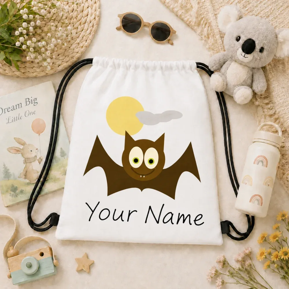 sac à dos de rangement personnalisé pour halloween, sac à cordon léger avec impression de nom personnalisable pour halloween trick or treat