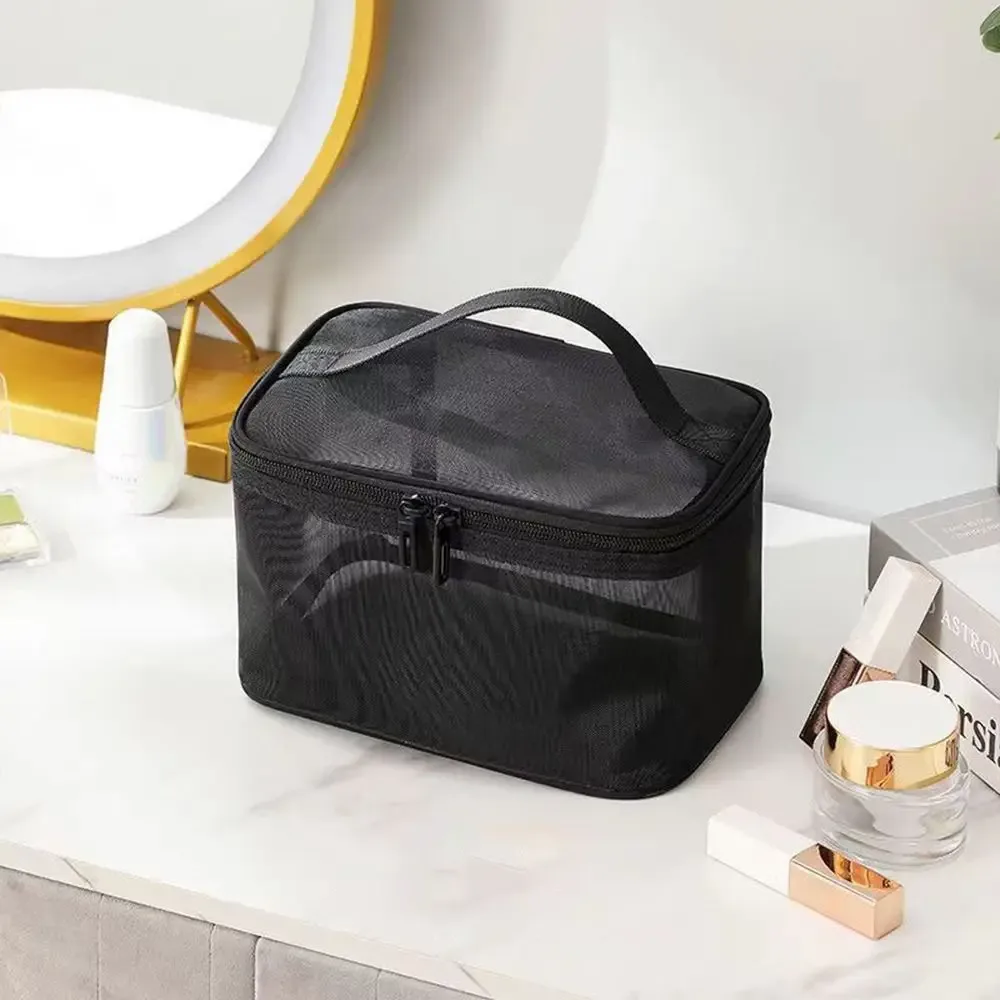 sac à cosmétiques de voyage en maille transparente pour femmes, trousse de maquillage et de toilette, sac de rangement, sac organisateur de maquillage