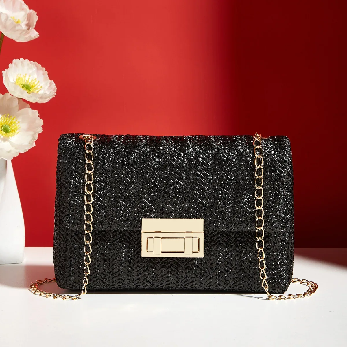sac à bandoulière pour femmes, sangle en chaîne, accessoire élégant pour banquet, sac à bandoulière pour tenues de jour à nuit
