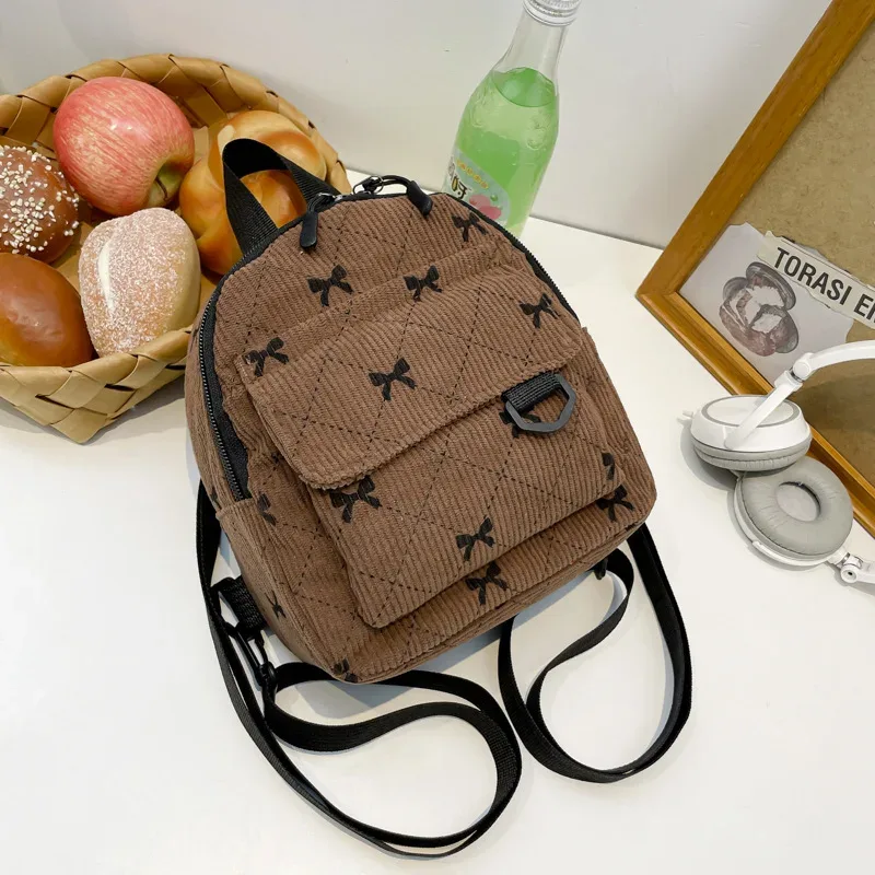 sac à dos d'hiver pour femmes, sac à deux épaules de célébrité coréenne, imprimé nœud papillon, sac à dos de mode pour adolescentes, sac à dos kawaii pour shopping