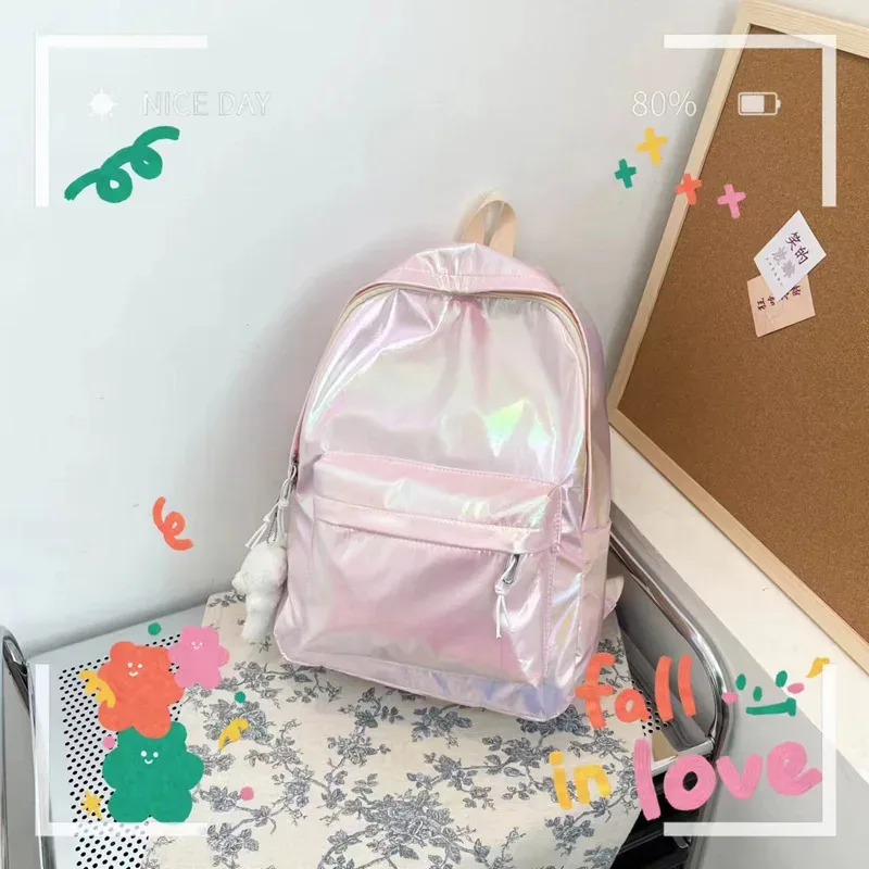 sac à dos hologramme de mode brodé personnalisé sac à dos d'école brillant laser personnalisé n'importe quel nom sac à dos