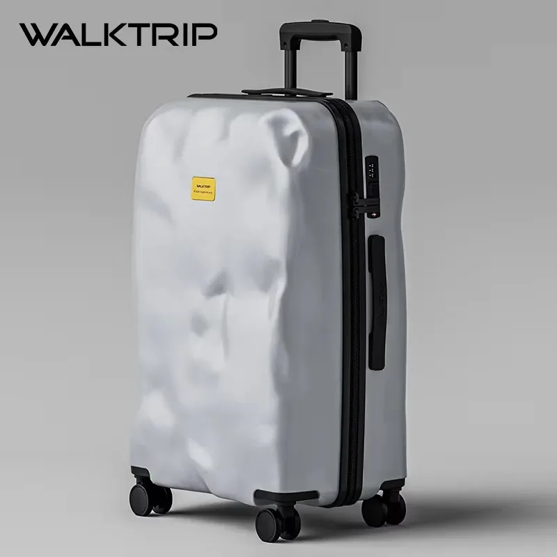 valise créative au design irrégulier cratère de météorite, tendance rétro, bagage à roulettes de voyage 20/24/26/28 pouces avec serrure tsa, en matériau pc