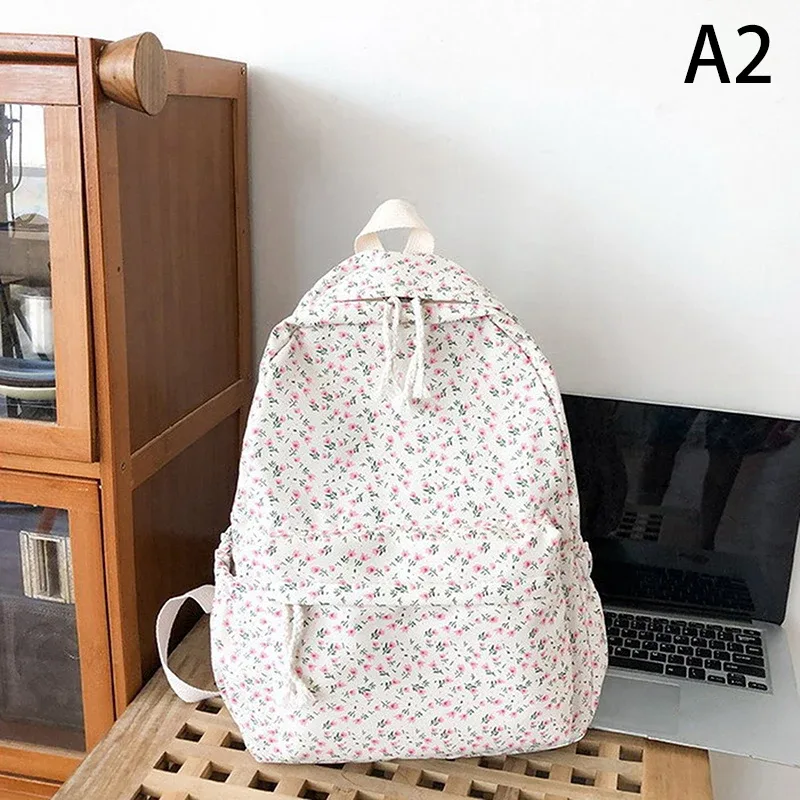 sac à dos scolaire floral blanc pour adolescentes, sac à dos mignon pour femmes, sac à livres en nylon