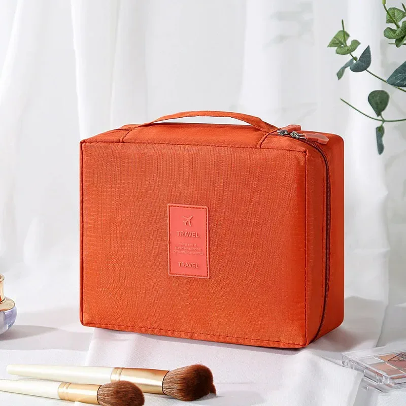 trousse de toilette de voyage à imprimé floral, organiseur de cosmétiques imperméable avec poignée pour femmes et filles