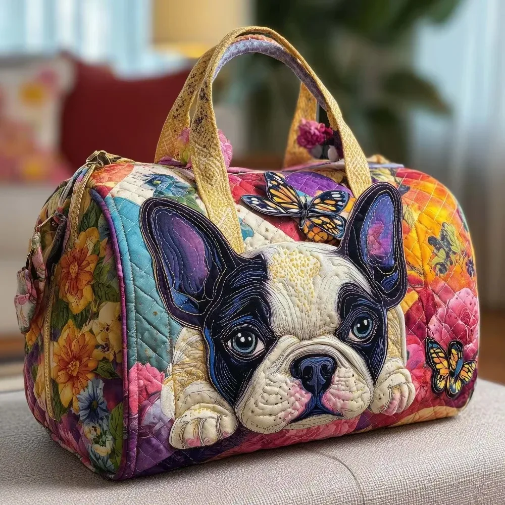 sac de voyage matelassé 3d tendance, motif bus, grande capacité, sac à main rétro bohème, sac de sport robuste pour les sorties quotidiennes