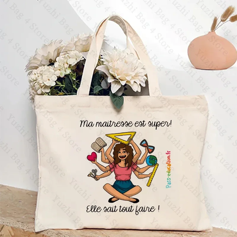 sac fourre-tout de shopping de mode pour femmes avec professeur de chouette et sac à bandoulière design hibou cadeau pour éducatifs cadeau maitresse d'école