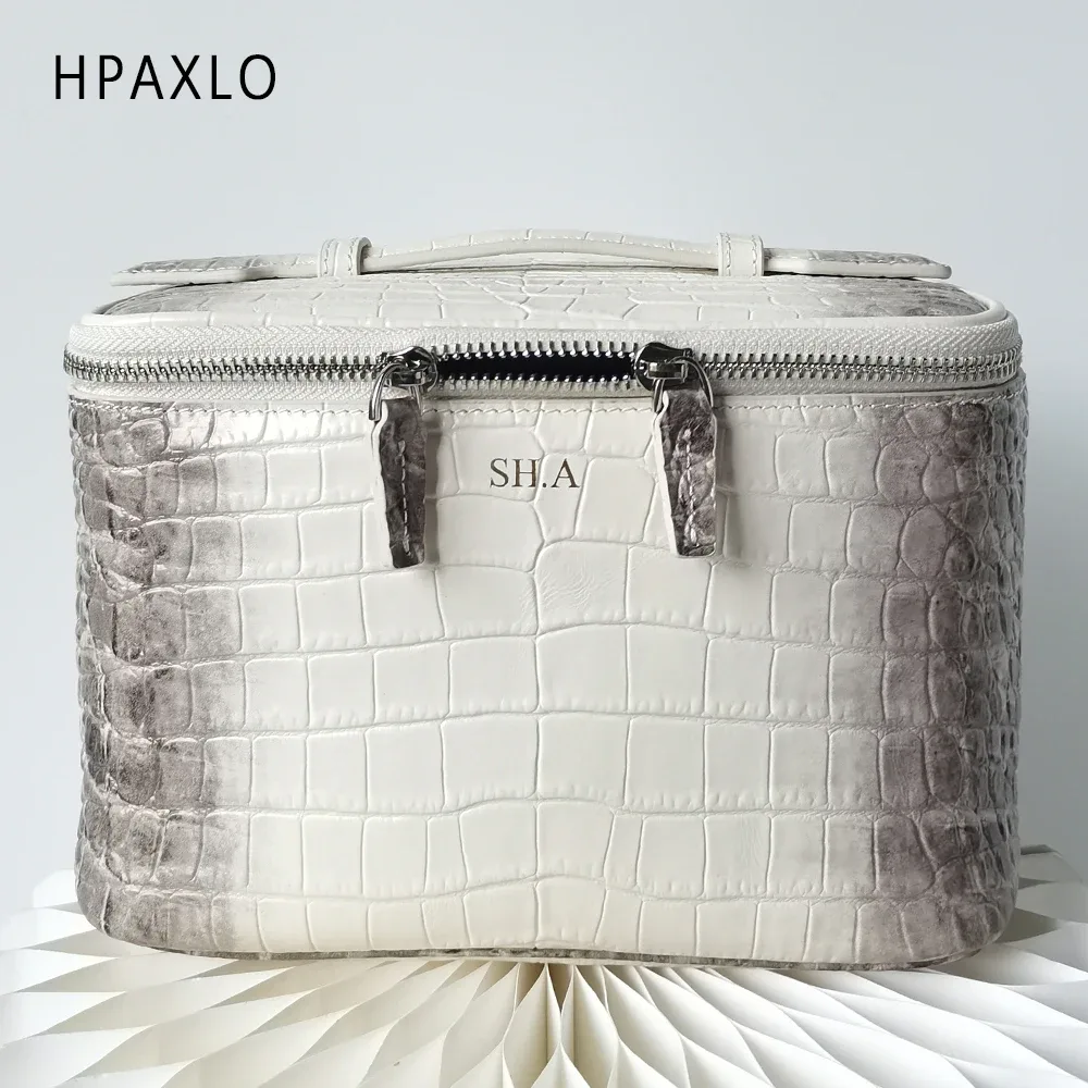 sac à cosmétiques en cuir pour femmes, organiseur de toilette de voyage, cuir véritable de haute qualité, trousse de maquillage de luxe, pratique, grande capacité