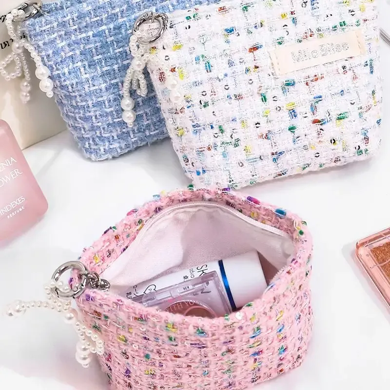 Porte-monnaie portable, trousse de maquillage, trousse à rouge à lèvres pour étudiants, sac de rangement frais et mignon